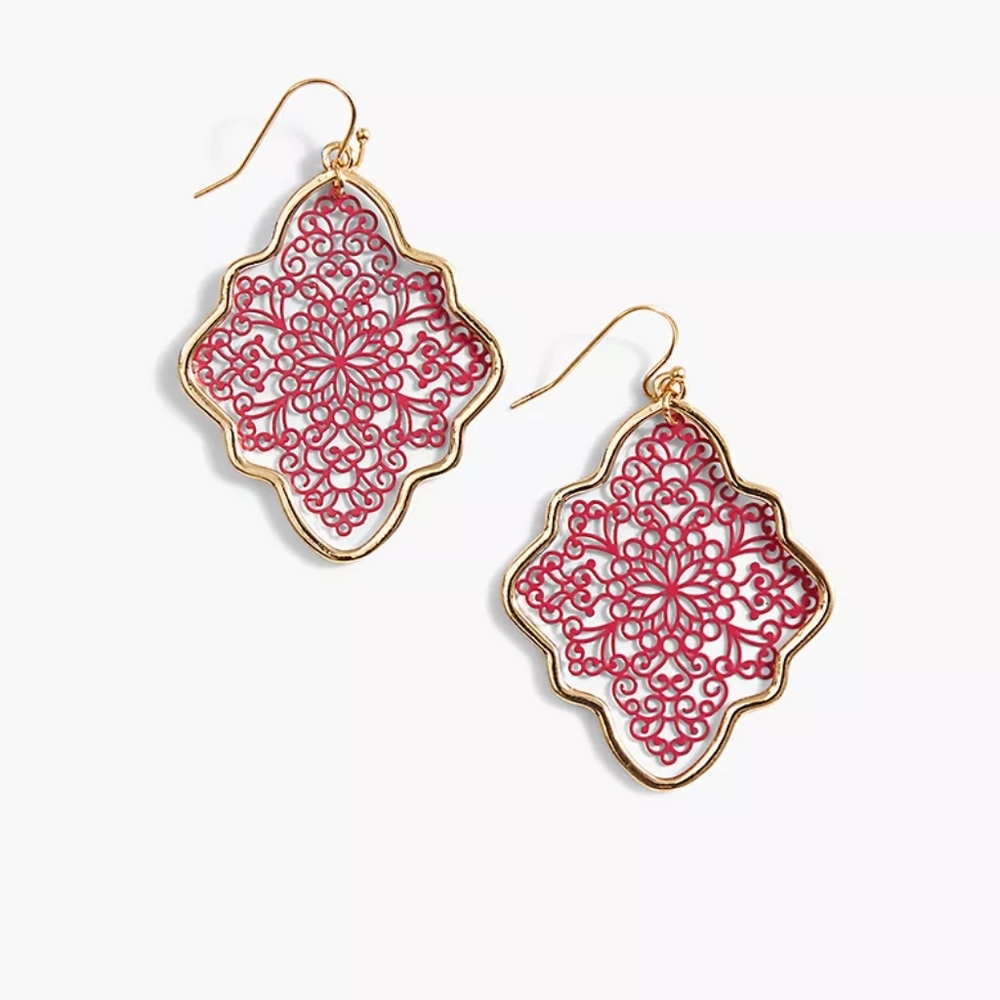 Lane Bryant pink fillagree floating earrings NWT